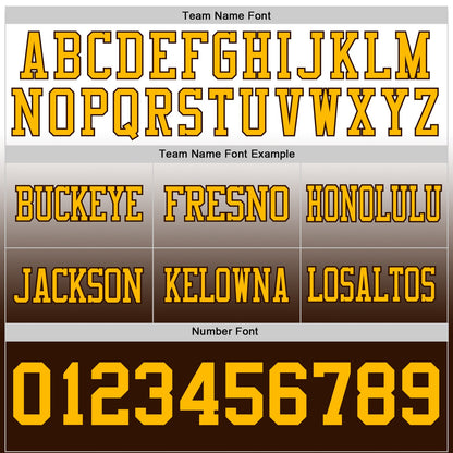 Custom White Gold-Brown Mesh Authentic Fade Fashion Football Jersey - Sky-Custom