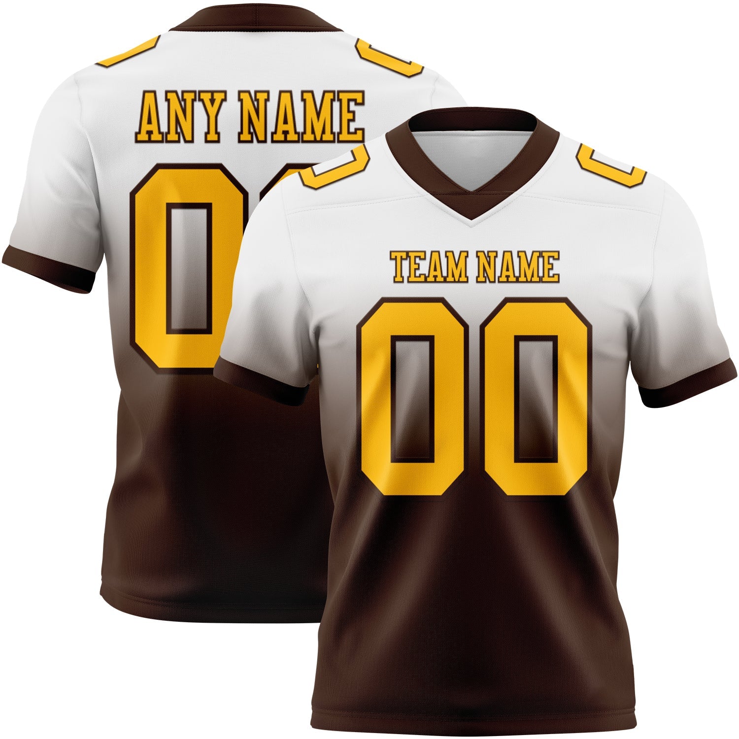 Custom White Gold-Brown Mesh Authentic Fade Fashion Football Jersey - Sky-Custom