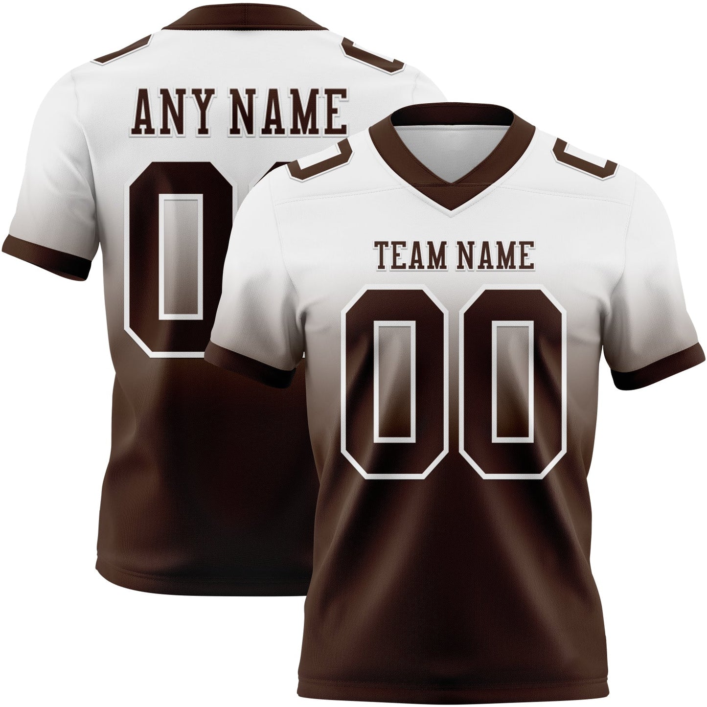 Custom White Brown Mesh Authentic Fade Fashion Football Jersey - Sky-Custom