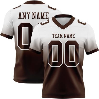 Custom White Brown Mesh Authentic Fade Fashion Football Jersey - Sky-Custom