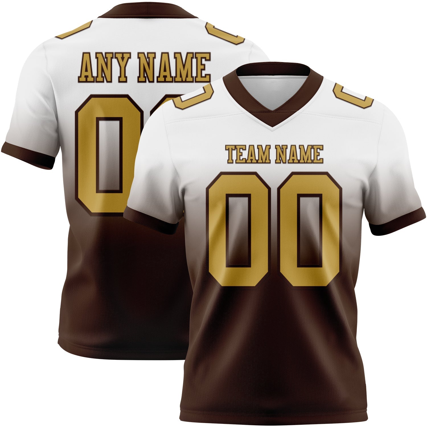 Custom White Old Gold-Brown Mesh Authentic Fade Fashion Football Jersey - Sky-Custom