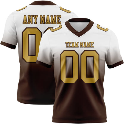 Custom White Old Gold-Brown Mesh Authentic Fade Fashion Football Jersey - Sky-Custom