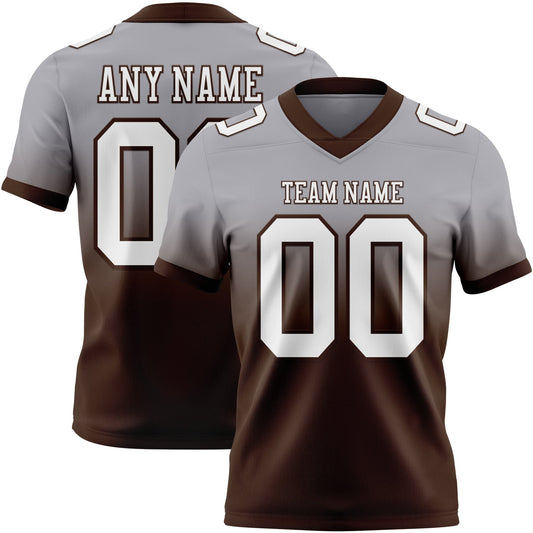 Custom Gray White-Brown Mesh Authentic Fade Fashion Football Jersey - Sky-Custom