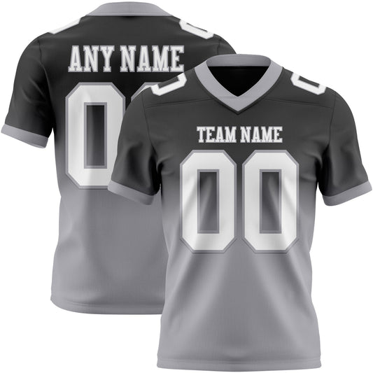 Custom Black White-Gray Mesh Authentic Fade Fashion Football Jersey - Sky-Custom