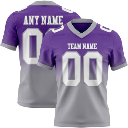 Custom Purple White-Gray Mesh Authentic Fade Fashion Football Jersey - Sky-Custom
