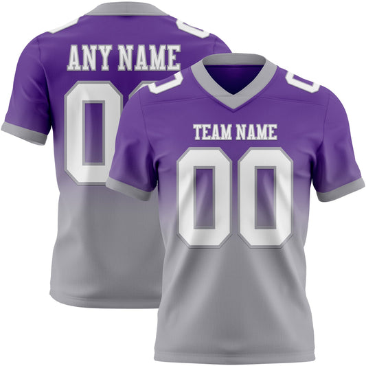 Custom Purple White-Gray Mesh Authentic Fade Fashion Football Jersey - Sky-Custom