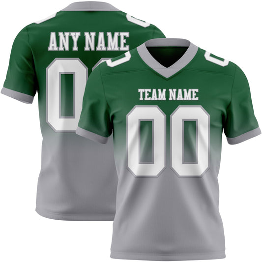 Custom Green White-Gray Mesh Authentic Fade Fashion Football Jersey - Sky-Custom