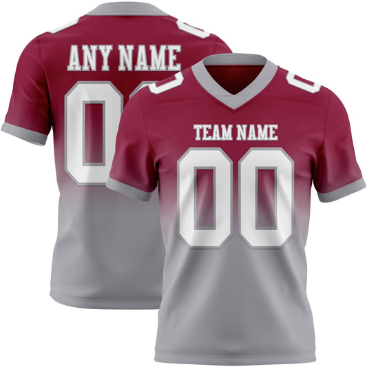 Custom Maroon White-Gray Mesh Authentic Fade Fashion Football Jersey - Sky-Custom