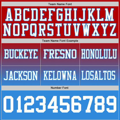 Custom Red White-Powder Blue Mesh Authentic Fade Fashion Football Jersey - Sky-Custom