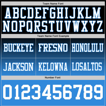 Custom Black White-Powder Blue Mesh Authentic Fade Fashion Football Jersey - Sky-Custom