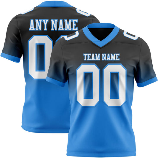 Custom Black White-Powder Blue Mesh Authentic Fade Fashion Football Jersey - Sky-Custom