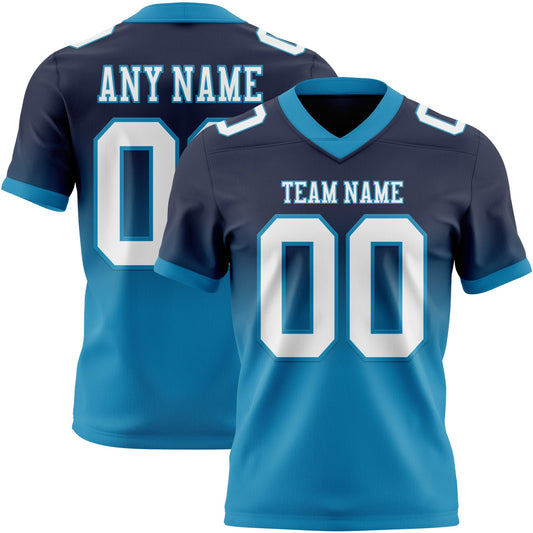 Custom Navy White-Panther Blue Mesh Authentic Fade Fashion Football Jersey - Sky-Custom