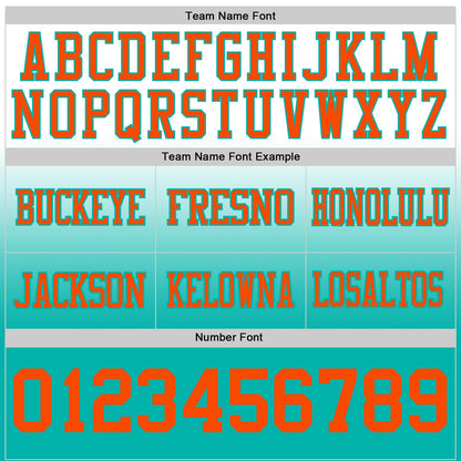 Custom White Orange-Aqua Mesh Authentic Fade Fashion Football Jersey - Sky-Custom