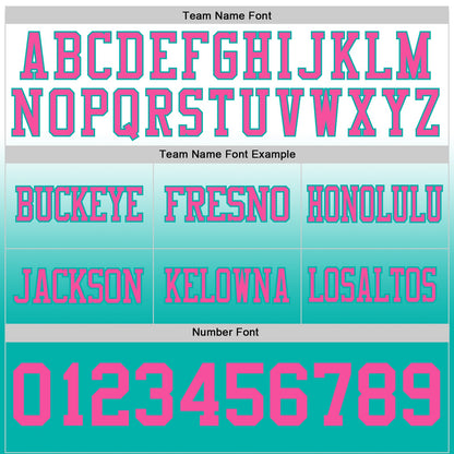 Custom White Pink-Aqua Mesh Authentic Fade Fashion Football Jersey - Sky-Custom