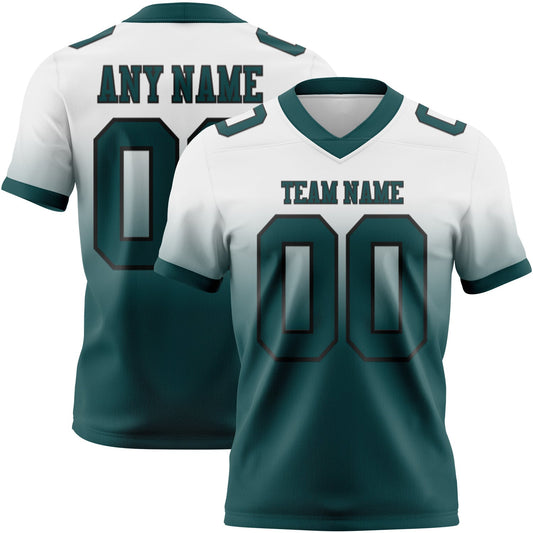 Custom White Midnight Green-Black Mesh Authentic Fade Fashion Football Jersey - Sky-Custom