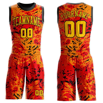 Custom Figure Gold-Orange Round Neck Sublimation Basketball Suit Jersey - Sky-Custom