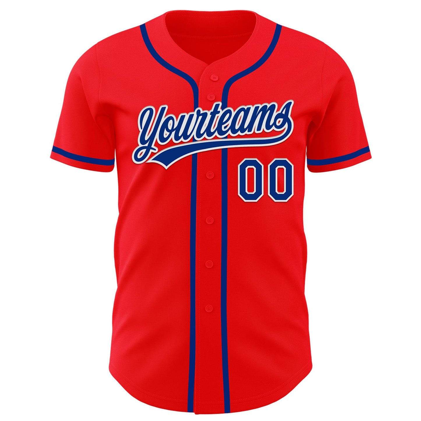 Custom Fire Red Royal-White Authentic Baseball Jersey - Sky-Custom