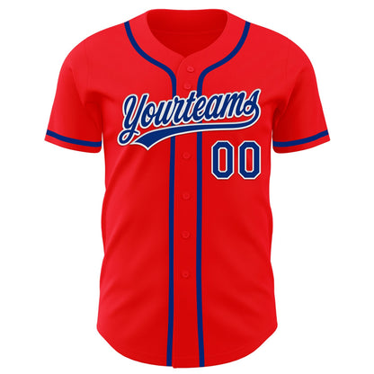 Custom Fire Red Royal-White Authentic Baseball Jersey - Sky-Custom