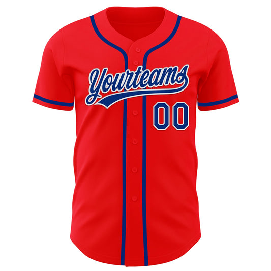 Custom Fire Red Royal-White Authentic Baseball Jersey - Sky-Custom