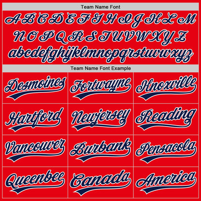 Custom Fire Red Navy-White Authentic Baseball Jersey - Sky-Custom