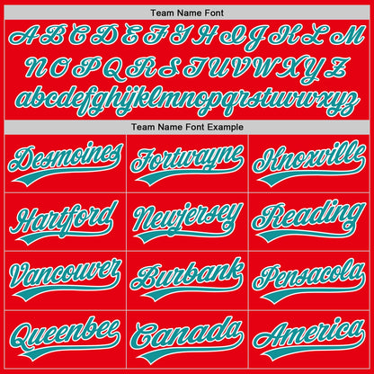 Custom Fire Red Teal-White Authentic Baseball Jersey - Sky-Custom