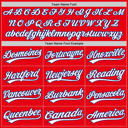 Custom Fire Red White-Royal Authentic Baseball Jersey - Sky-Custom