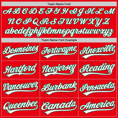 Custom Fire Red White-Kelly Green Authentic Baseball Jersey - Sky-Custom