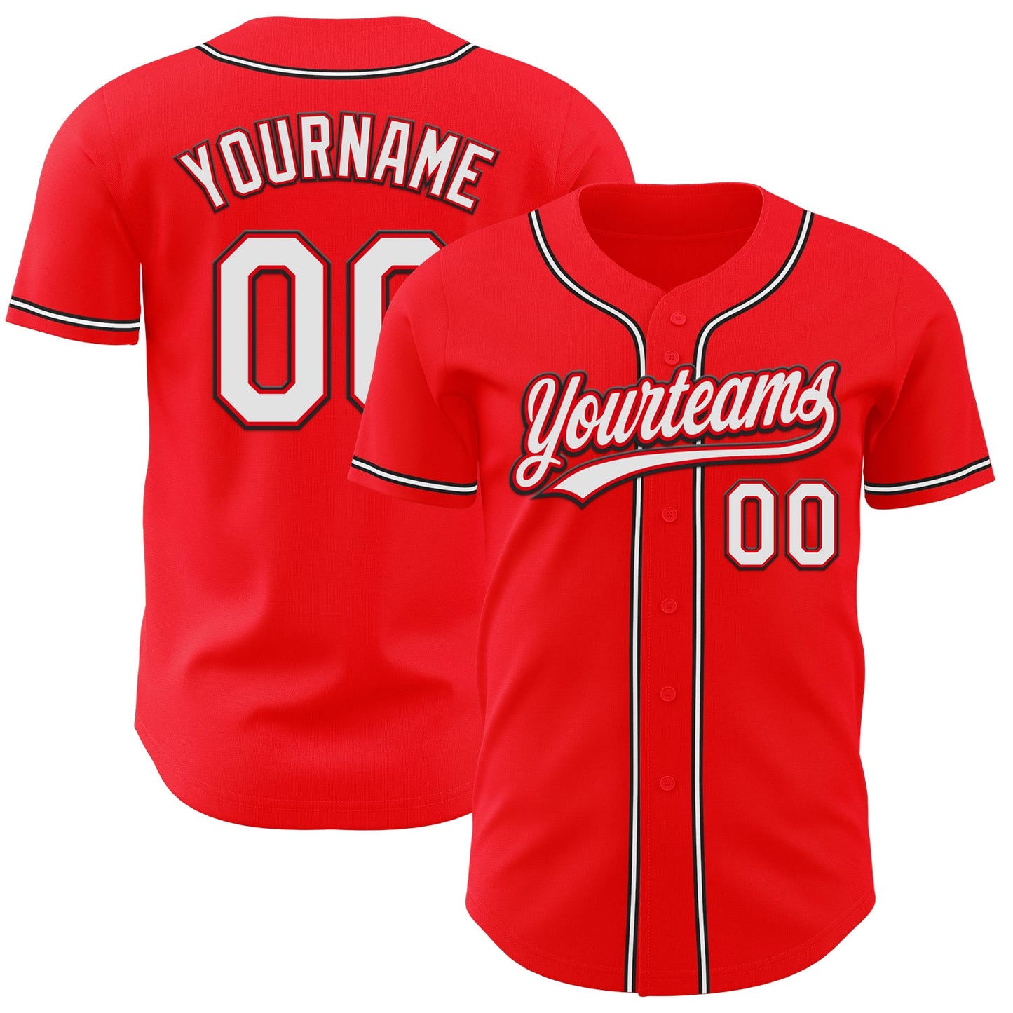 Custom Fire Red White-Black Authentic Baseball Jersey - Sky-Custom