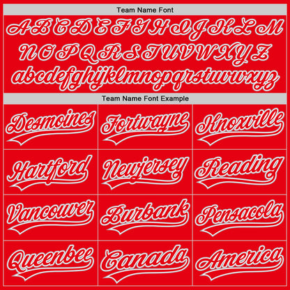 Custom Fire Red White-Gray Authentic Baseball Jersey - Sky-Custom