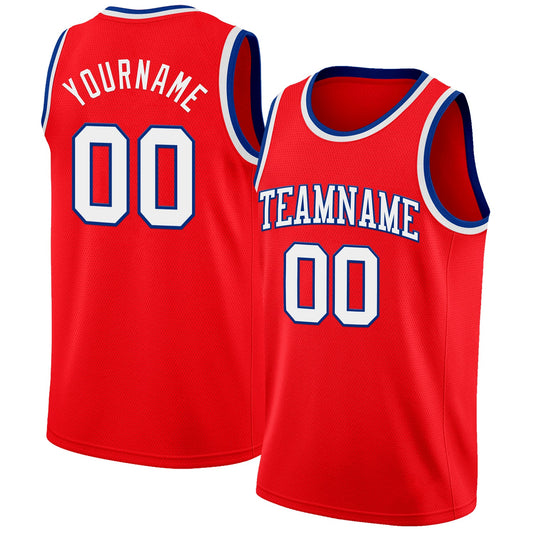 Custom Fire Red White-Royal Authentic Basketball Jersey - Sky-Custom