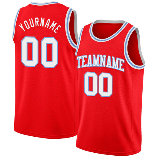 Custom Fire Red White-Light Blue Authentic Basketball Jersey - Sky-Custom