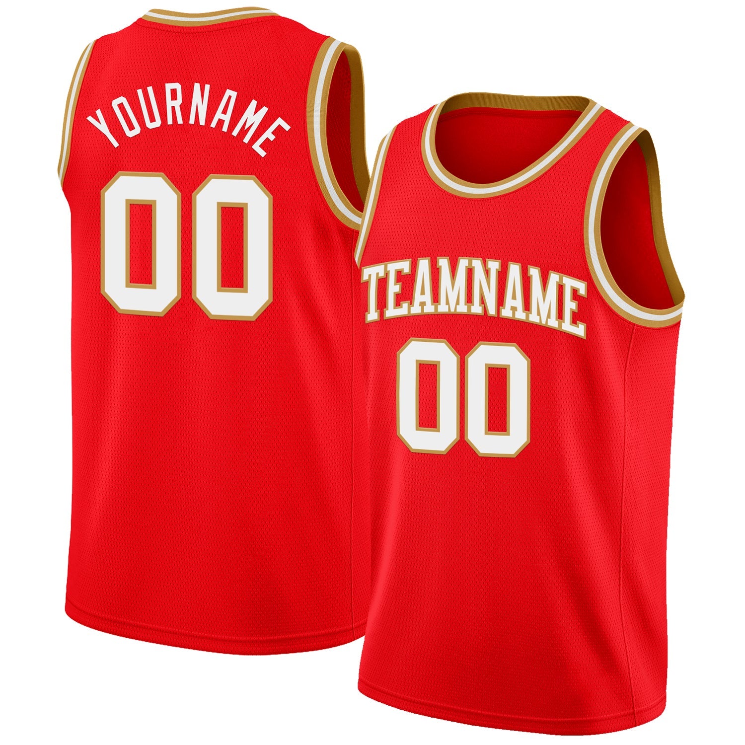 Custom Fire Red White-Old Gold Authentic Basketball Jersey - Sky-Custom