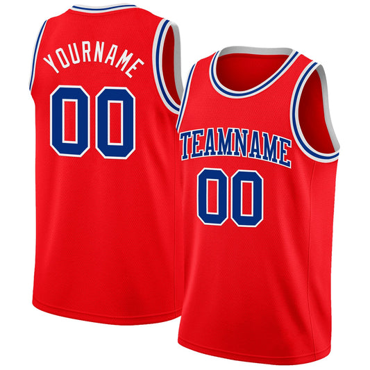 Custom Fire Red Royal-White Authentic Basketball Jersey - Sky-Custom