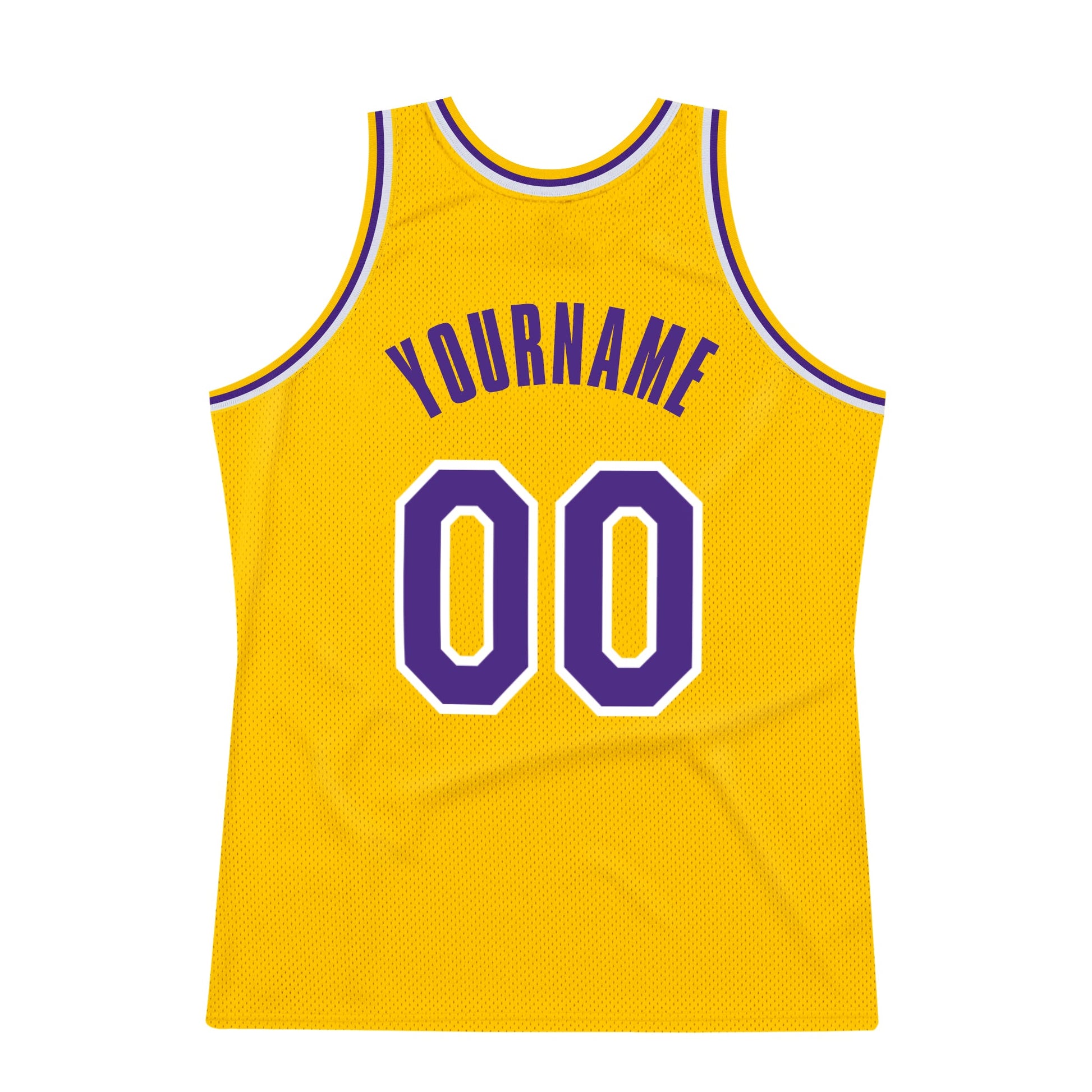 Custom Gold Purple-White Authentic Throwback Basketball Jersey - Sky-Custom