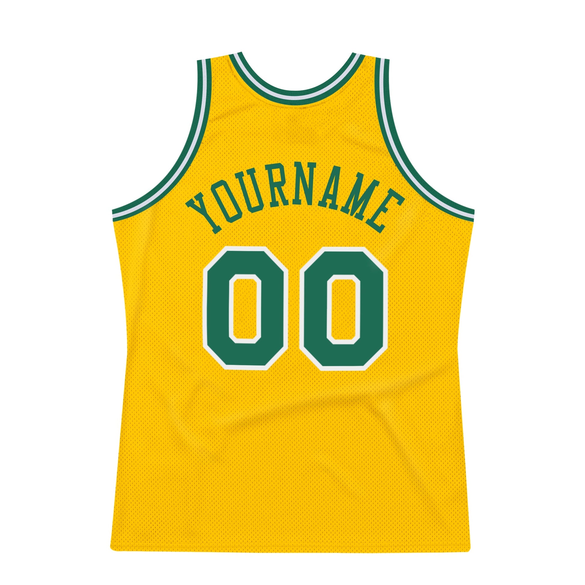 Custom Gold Kelly Green-White Authentic Throwback Basketball Jersey - Sky-Custom