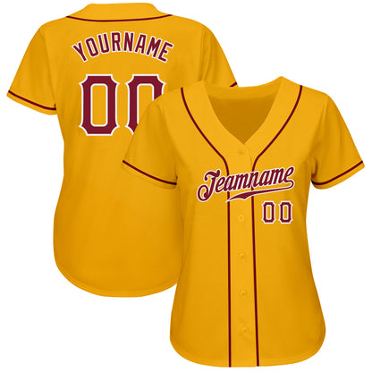 Custom Gold Crimson-White Authentic Baseball Jersey - Sky-Custom