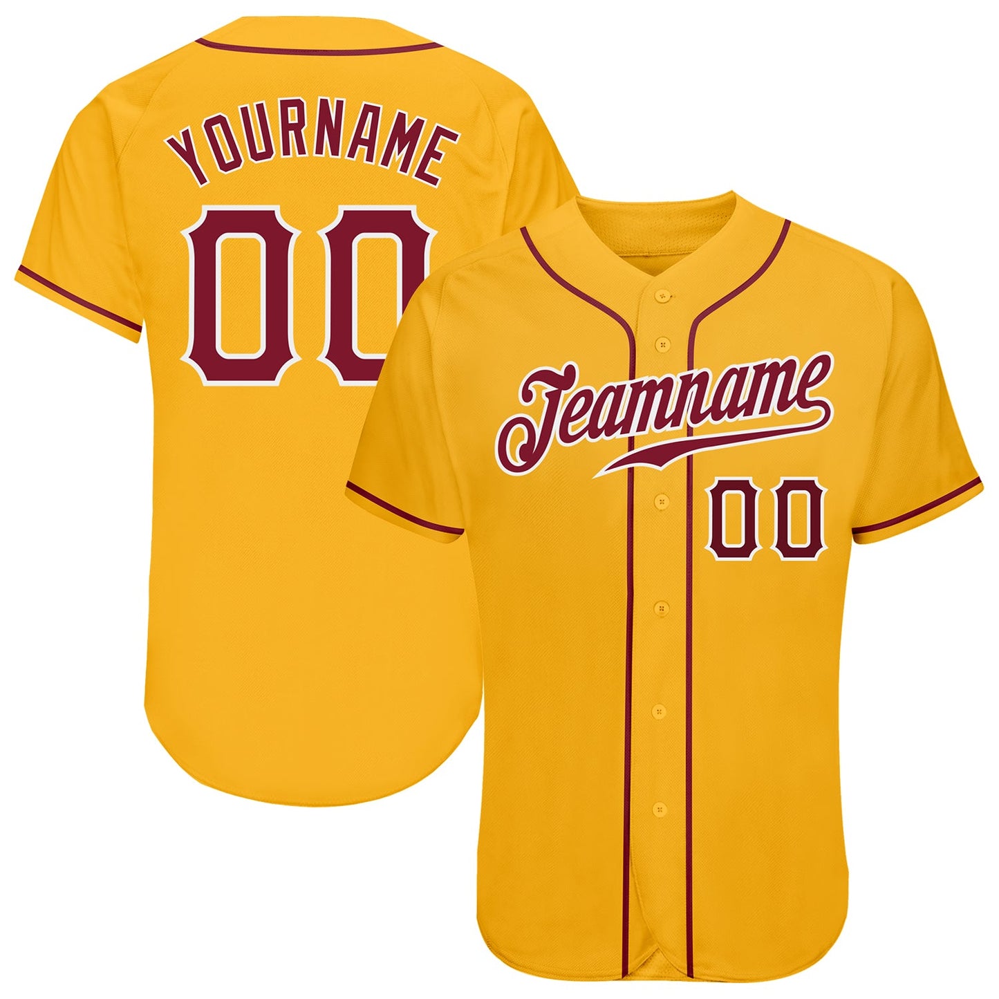 Custom Gold Crimson-White Authentic Baseball Jersey - Sky-Custom