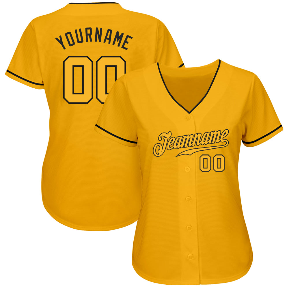 Custom Gold Gold-Black Authentic Baseball Jersey - Sky-Custom