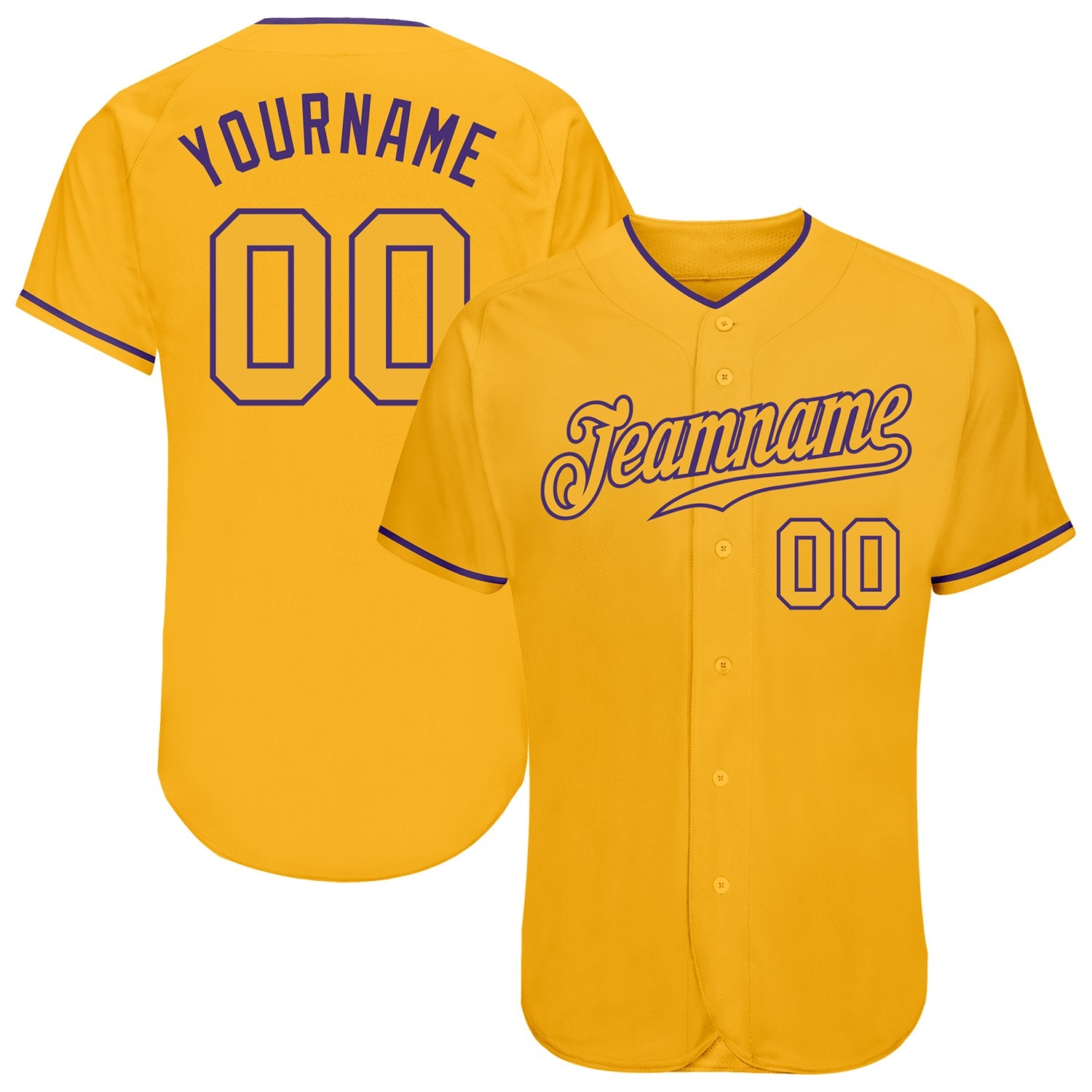 Custom Gold Gold-Purple Authentic Baseball Jersey - Sky-Custom