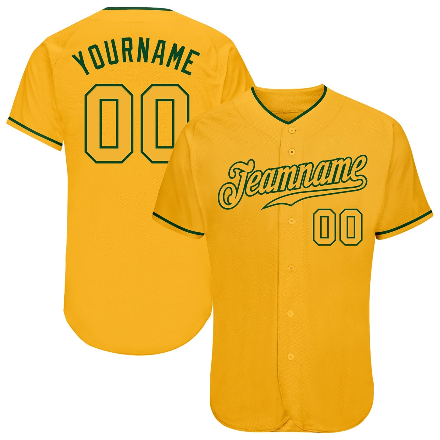Custom Gold Gold-Green Authentic Baseball Jersey - Sky-Custom
