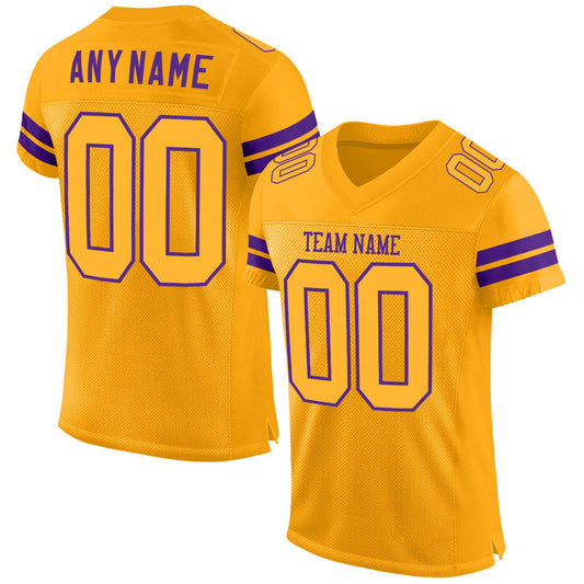Custom Gold Gold-Purple Mesh Authentic Football Jersey - Sky-Custom
