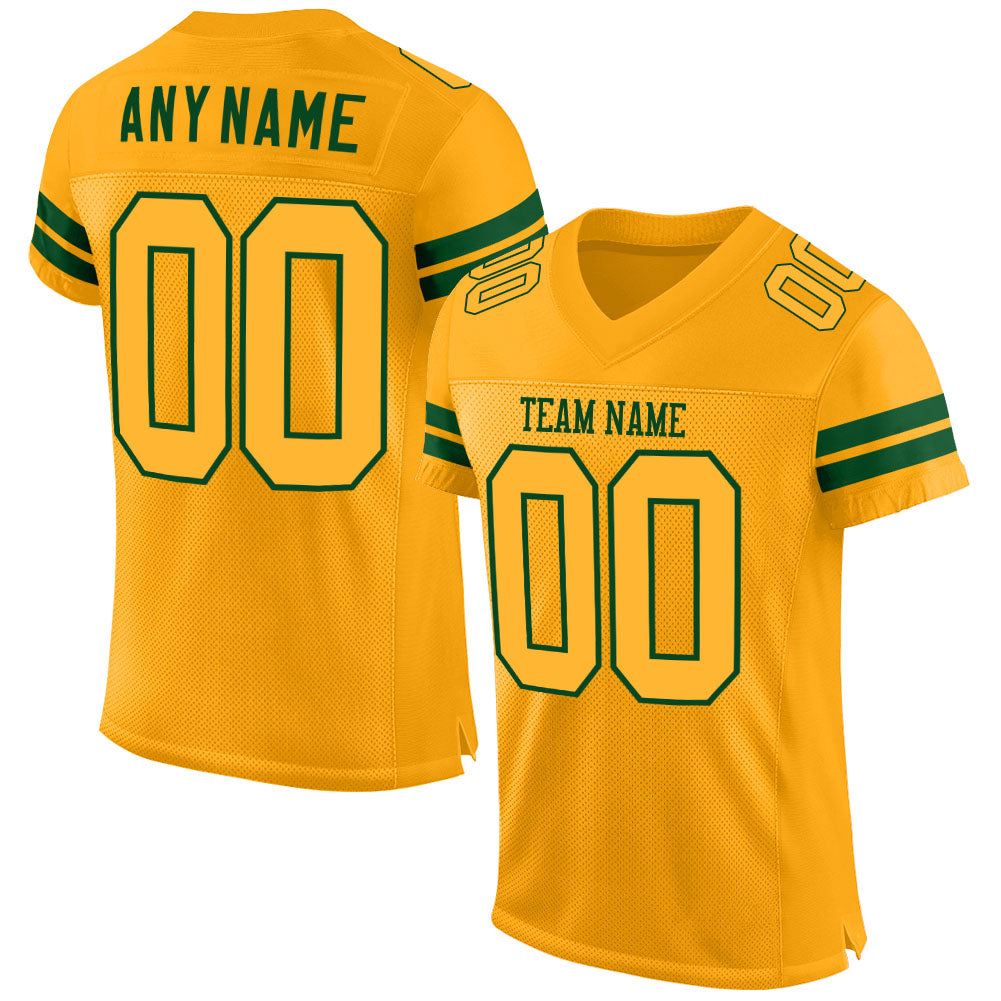 Custom Gold Gold-Green Mesh Authentic Football Jersey - Sky-Custom