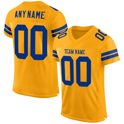 Custom Gold Royal Mesh Authentic Football Jersey - Sky-Custom