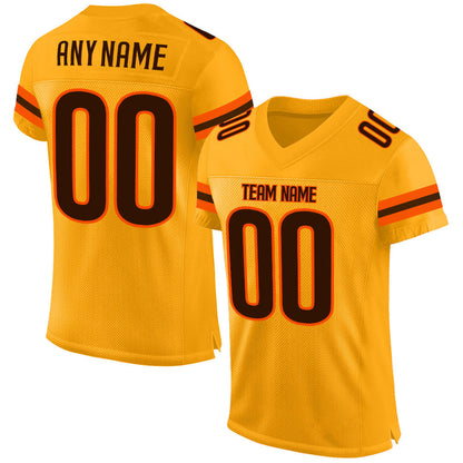 Custom Gold Brown-Orange Mesh Authentic Football Jersey - Sky-Custom