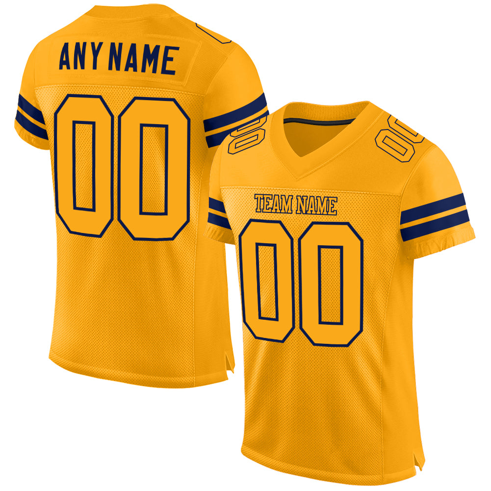 Custom Gold Gold-Navy Mesh Authentic Football Jersey - Sky-Custom