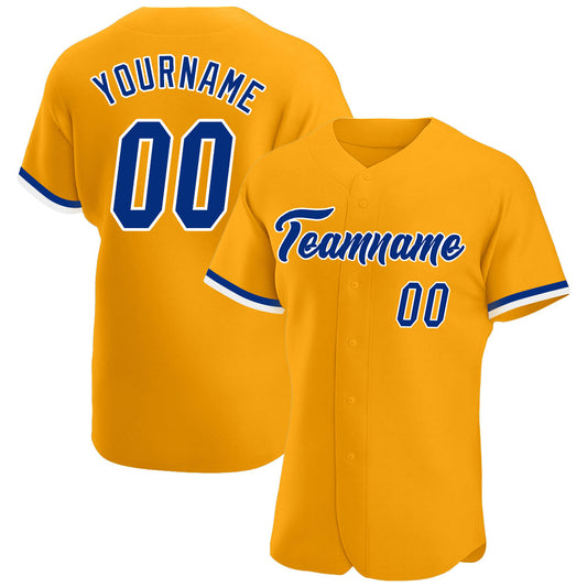 Custom Gold Royal-White Authentic Baseball Jersey - Sky-Custom