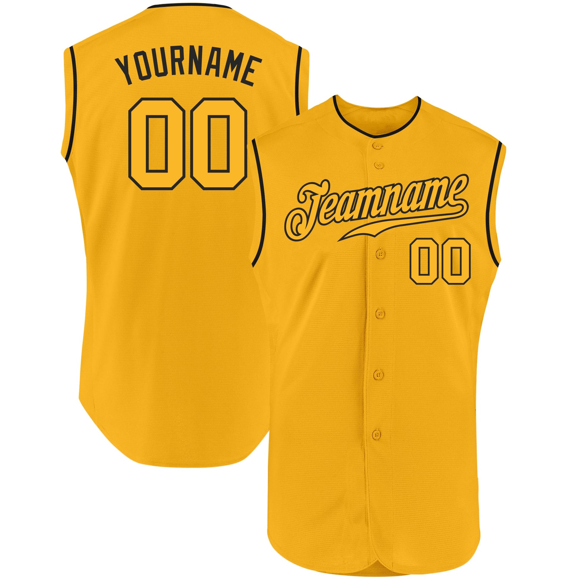 Custom Gold Gold-Black Authentic Sleeveless Baseball Jersey - Sky-Custom