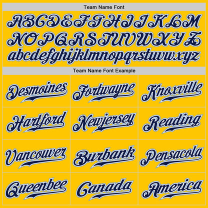 Custom Yellow Navy Pinstripe Navy-Light Blue Authentic Baseball Jersey - Sky-Custom