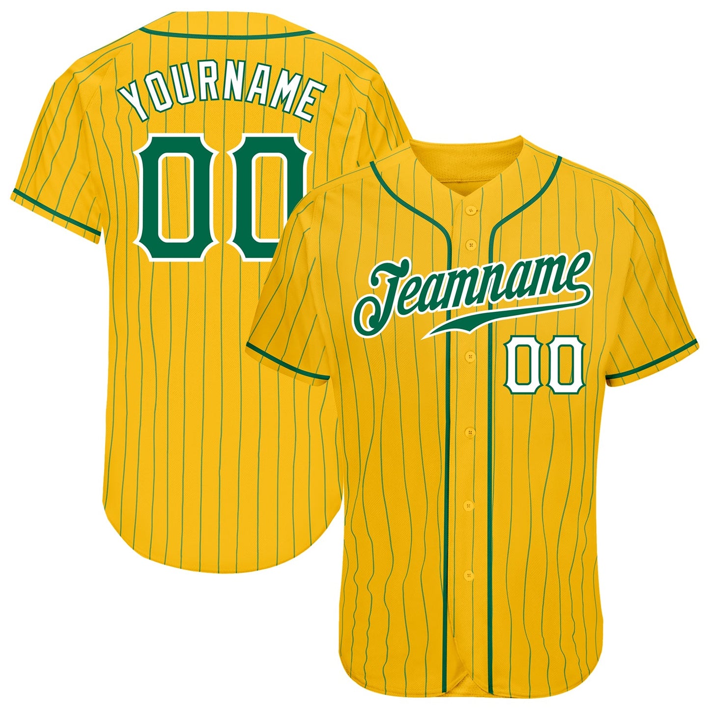 Custom Yellow Kelly Green Pinstripe Kelly Green-White Authentic Baseball Jersey - Sky-Custom