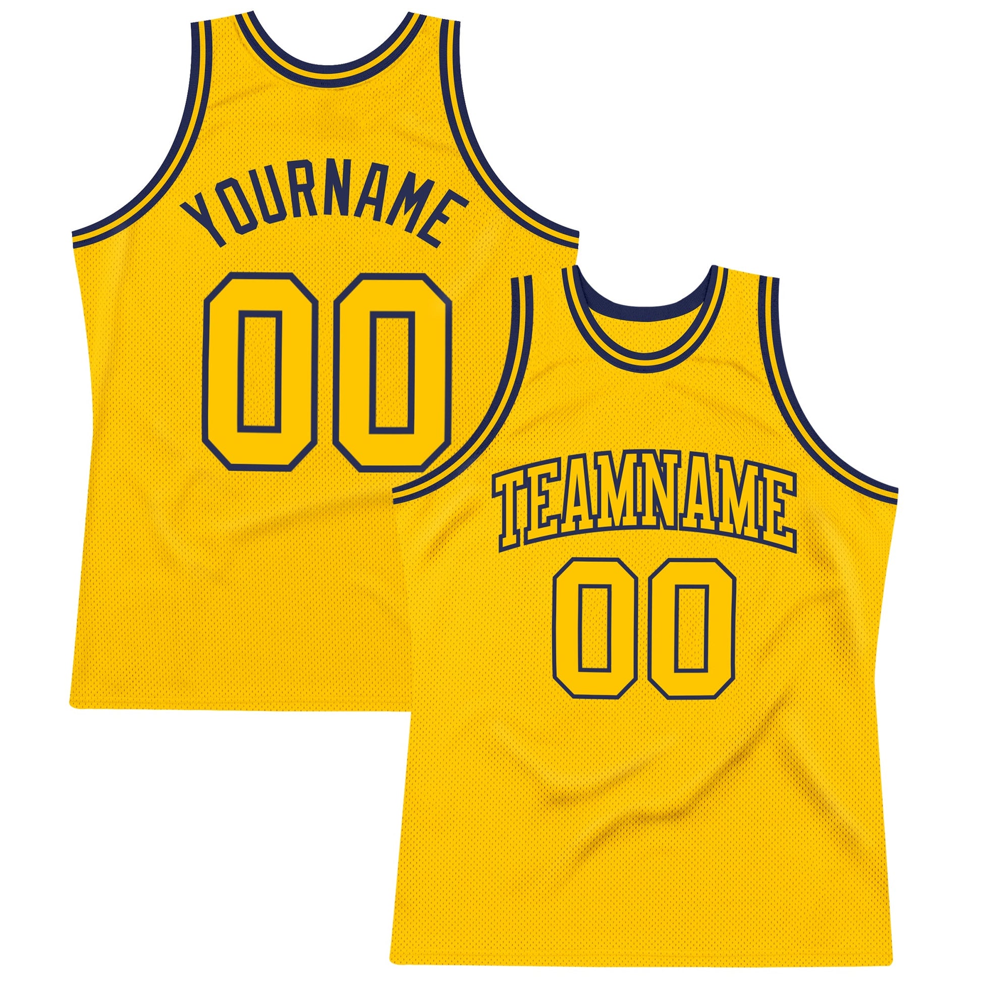 Custom Gold Gold-Navy Authentic Throwback Basketball Jersey - Sky-Custom